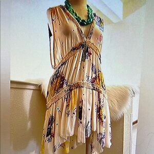 Free People black Floral Dress tunic top size oversized small.